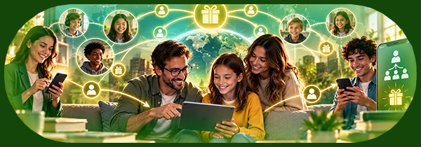 Families and children connected through a shared network